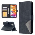 BF05 Leather Case Geometric Texture Wallet Stand Phone Cover for iPhone 11 6.1 inch – Black