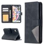 BF05 Leather Case Geometric Texture Wallet Stand Shell Protector for iPhone XR 6.1 inch – Black