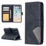 BF05 Leather Case Geometric Texture Wallet Stand Shell for iPhone X/XS 5.8 inch – Black
