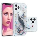 Stylish Pattern Glitter Powder Quicksand TPU Shell Phone Case for iPhone 12 Max/Pro 6.1 inch – Feather