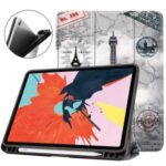 Pattern Printing PU Leather Tri-fold Stand Tablet Case for iPad 10.8-inch (2020) – Eiffel Tower