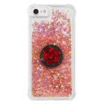 Glitter Powder Quicksand Rhinestone Decor Kickstand TPU Phone Case for iPhone 6/6s/7/8 – Red