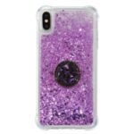 Glitter Powder Quicksand Rhinestone Decor Kickstand TPU Case for iPhone X/XS 5.8 inch – Purple