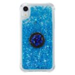Glitter Powder Quicksand Rhinestone Decor Kickstand TPU Cover for iPhone XR 6.1 inch – Blue