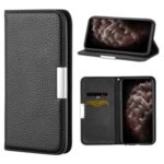 Litchi Skin Auto-absorbed Leather with Card Slots Shell for iPhone 12 Pro Max 6.7-inch – Black