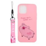 Pattern Printing TPU Gel Protective Case with Silicone Strap for iPhone 12 Pro Max 6.7-inch – Deep Pink