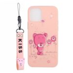 Pattern Printing TPU Gel Protective Case with Silicone Strap for iPhone 12 Pro Max 6.7-inch – Light Pink