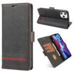 Business Style Splicing Leather with Wallet Unique Case for iPhone 12 Pro Max 6.7 inch – Black