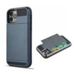 With Card Holder PC + TPU Slide Shell for iPhone 12 Pro Max 6.7 inch – Dark Blue