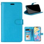 Protective Leather Shell with Wallet Stand for iPhone 12 Pro Max 6.7 inch – Blue