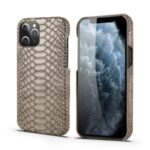 Snake Surface PU Leather Coated PC Shell for iPhone 12 Pro Max 6.7 inch – Grey