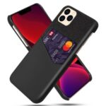 KSQ with Card Holder Cloth + PU Leather Coated PC Cover for iPhone 12 Pro/12 Max 6.1 inch – Black