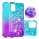 Shockproof Gradient Glitter Powder Quicksand TPU Back Shell for iPhone 12 Pro Max 6.7 inch – Cyan / Purple
