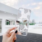 Love Heart Dot Pattern Shell TPU Case for iPhone 12 5.4 inch – Love Heart/Silver