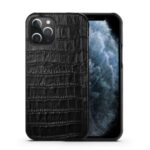Crocodile Texture Genuine Leather Coated Plastic Phone Case for iPhone 12 Pro Max 6.7-inch – Black