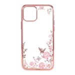 Floral Pattern Printed Electroplated Rhinestone TPU Case for iPhone 12 Max/12 Pro 6.1 inch – Rose Gold