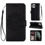 Imprint Totem Skin Wallet Stand Leather Case for iPhone 12 Pro Max 6.7 inch – Black