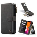 CASEME 2-in-1 Detachable 14 Slots Wallet Split Leather Shell for iPhone 12 Pro/12 Pro 6.1 inch – Black