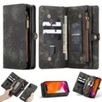 CASEME Multi-function 2-in-1 Wallet TPU+Split Leather Phone Shell for iPhone 12 Max 6.1 inch – Black