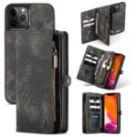 CASEME 018 Series Matte Skin Leather Wallet 2-in-1 Case for iPhone 12 Pro Max 6.7-inch – Black