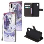 Pattern Printing Cross Texture Leather Wallet Case for Samsung Galaxy A01 Core – Wolf
