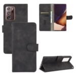 Skin-touch Leather Wallet Protective Case for Samsung Galaxy Note20 Ultra/Note20 Ultra 5G – Black