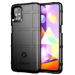 Rugged Shield Square Grid Texture TPU Phone Cover for Samsung Galaxy M31s – Black