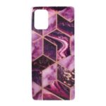 Electroplated Splicing Marble Pattern IMD TPU Cover for Samsung Galaxy A51 SM-A515 – Dark Purple