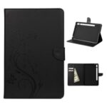Imprint Butterfly Flower Wallet Stand Leather Case for Samsung Galaxy Tab S7 – Black