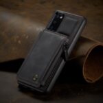 CASEME C20 Zipper Pocket Card Slots PU Leather Coated TPU Protective Case for Samsung Galaxy S20 – Black