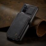 CASEME C20 Zipper Pocket Card Slots PU Leather Coated TPU Phone Cover for Samsung Galaxy S20 Plus – Black