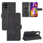 Skin-touch PU Leather Wallet Protective Case for Samsung Galaxy M31s – Black