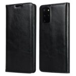 Crazy Horse Genuine Leather Wallet Shell Case for Samsung Galaxy S20 Plus – Black