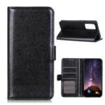 Crazy Horse Texture Leather Wallet Cell Phone Shell for Samsung Galaxy S20 Fan Edition/S20 Lite – Black