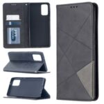 Geometric Pattern Leather with Card Holder Case for Samsung Galaxy Note 20/Note 20 5G – Black