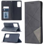 Geometric Skin Leather with Card Holder Shell for Samsung Galaxy Note20 Ultra/Note20 Ultra 5G – Black