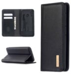 BF06 Detachable 2-in-1 Genuine Leather Wallet Shell + TPU Back Case for Samsung Galaxy A40 – Black