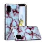Marble Skin Printing Texture IMD TPU Shell for Samsung Galaxy A31 – White/Wine Red