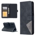 BF05 Geometric Texture Leather Wallet Stand Case Cover for Samsung Galaxy A10 / M10 – Black