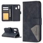 BF05 Geometric Texture Leather Wallet Stand Case Cover for Samsung Galaxy A40 – Black
