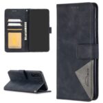 BF05 Geometric Texture Leather Wallet Stand Case Protector for Samsung Galaxy A50 – Black