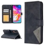 BF05 Geometric Texture Leather Wallet Stand Case Protector for Samsung Galaxy A70 – Black