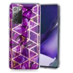 Marble Pattern Rose Gold Electroplating IMD TPU Case for Samsung Galaxy Note 20 5G / Galaxy Note 20 – Purple