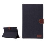 Jeans Cloth Texture Auto Wake and Sleep PU Leather + PC Cover for Samsung Galaxy Tab A7 10.4 (2020) T505/T500 – Black