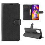 Litchi Skin Wallet Style Leather Stand Case for Samsung Galaxy M31s – Black