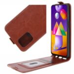 Crazy Horse Vertical Flip Leather Phone Shell for Samsung Galaxy M31s – Brown