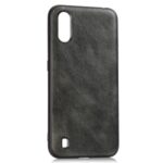 Crazy Horse Texture Protector Cover PU Leather Coated TPU Shell for Samsung Galaxy A01 – Dark Grey