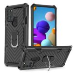 Rotatable with Finger Ring Kickstand PC + TPU Shell for Samsung Galaxy A21s – Black