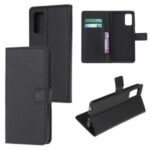 Litchi Skin Leather Wallet Case Protector for Samsung Galaxy S20 Lite/S20 Fan Edition- Black
