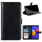 Wallet Stand Magnetic Clasp Leather Cover Protective Case for Samsung Galaxy A01 Core – Black